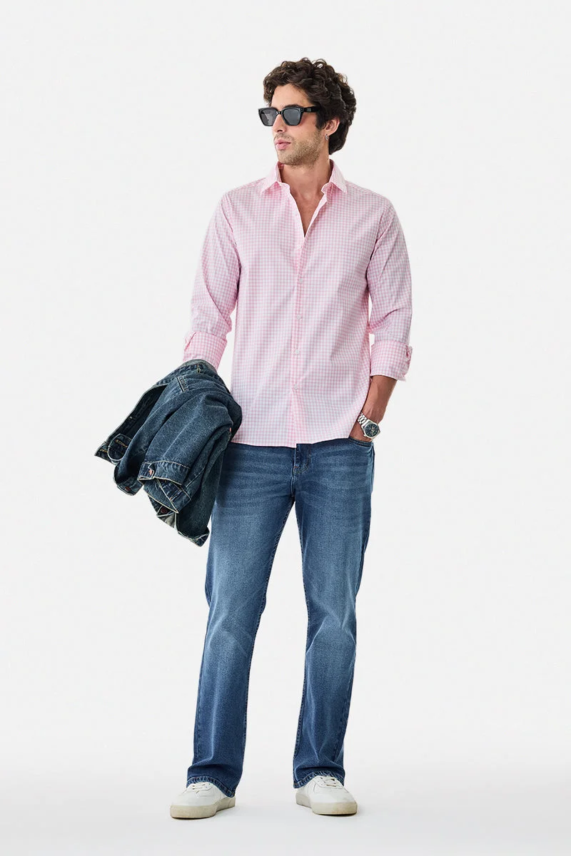 SNITCH Gingham Stretch Slim Fit Shirt